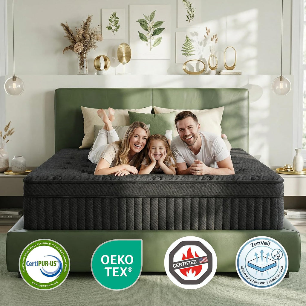 inight 12 Inch King Hybrid Mattress, Medium Firm Balanced Support with Nebulign Foam & Pocket Springs, Pressure Relief for Average Weight (130-230lbs), Fiberglass-Free, CFR 1633 Compliant