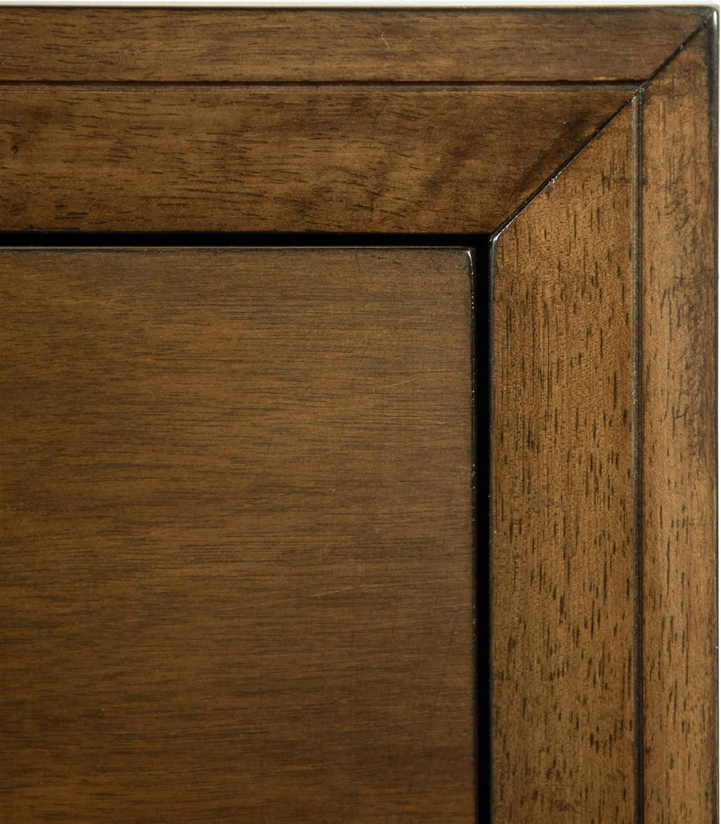 Furniture of America Extan Modern Solid Wood 6-Piece Bedroom Set with Beveled Corner, Metal Center Glide, Zinc Iron Bronze Knobs, Box Spring Needed, Full, Walnut