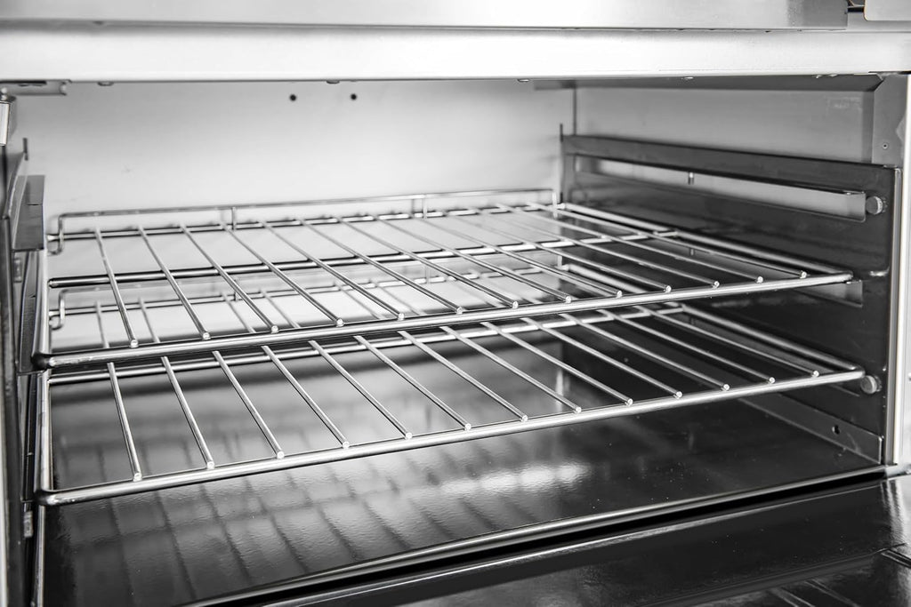 KoolMore 36 in. Commercial Natural Gas Oven with Full Griddle Top, Ceramic Coated Interior and Large Upper Shelf, 90000 BTU, CSA Listed in Stainless-Steel (KM-CRG36G-NG)