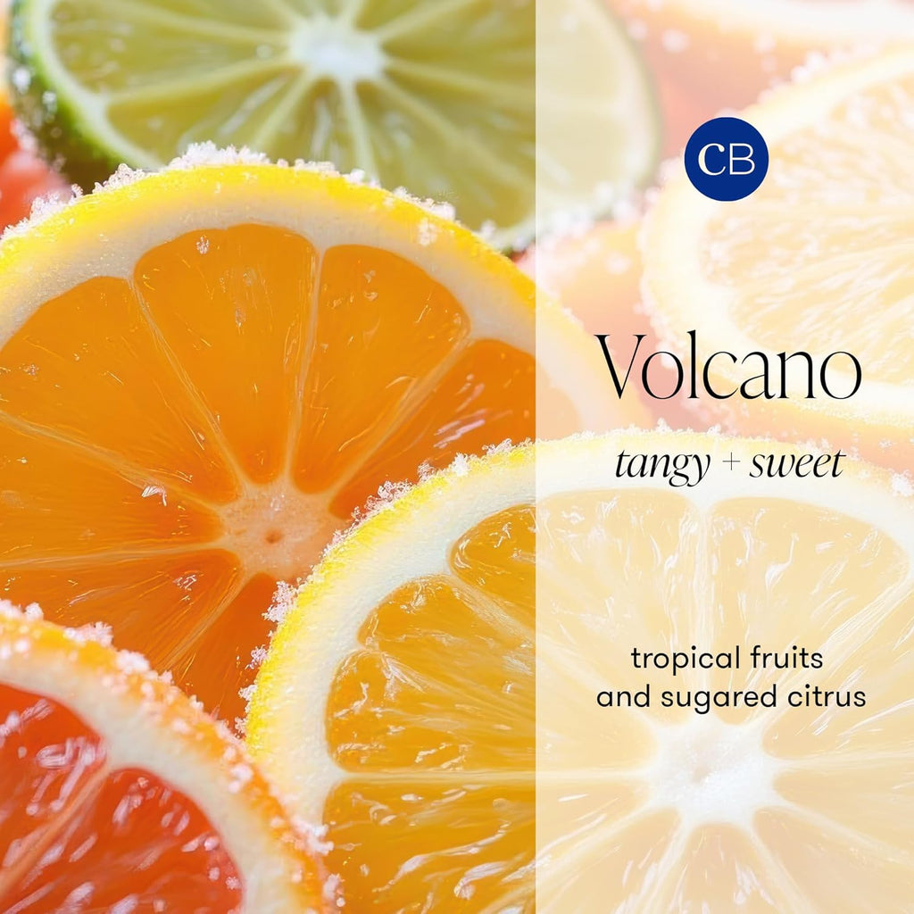 Capri Blue Volcano Scented Candles - Luxury Three Wick Candles for Home Scented with Tropical Fruit & Sugared Citrus - Soy Wax Blend - Jumbo Blue Color (48 oz)