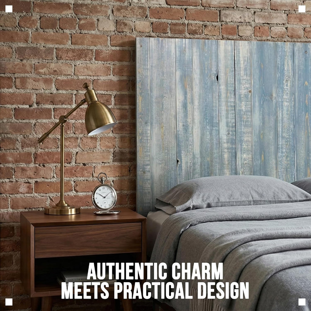 Barn Walls Solid Wood Queen Headboard, Wall Mounted Floating Fluted Headboard for Queen Bed Size, Farmhouse Rustic Mid Century Style, Low Profile Mount, Blue Powderwash, 64.5' L x 2' W x 36' H