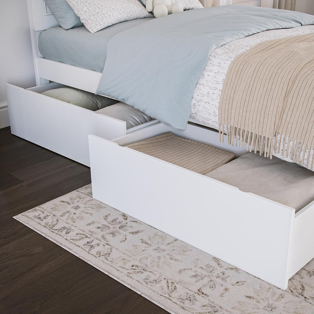 AFI, Canyon Twin Platform Bed with Matching Footboard & Storage Drawers, White
