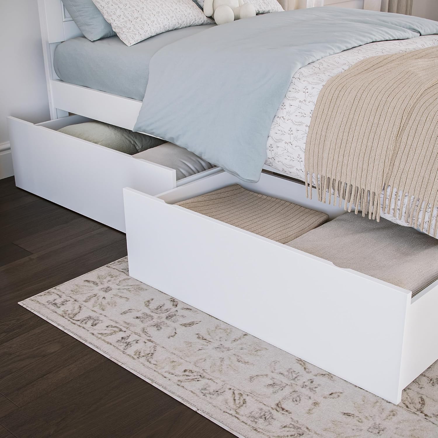AFI, Canyon Twin Platform Bed with Matching Footboard & Storage Drawers, White