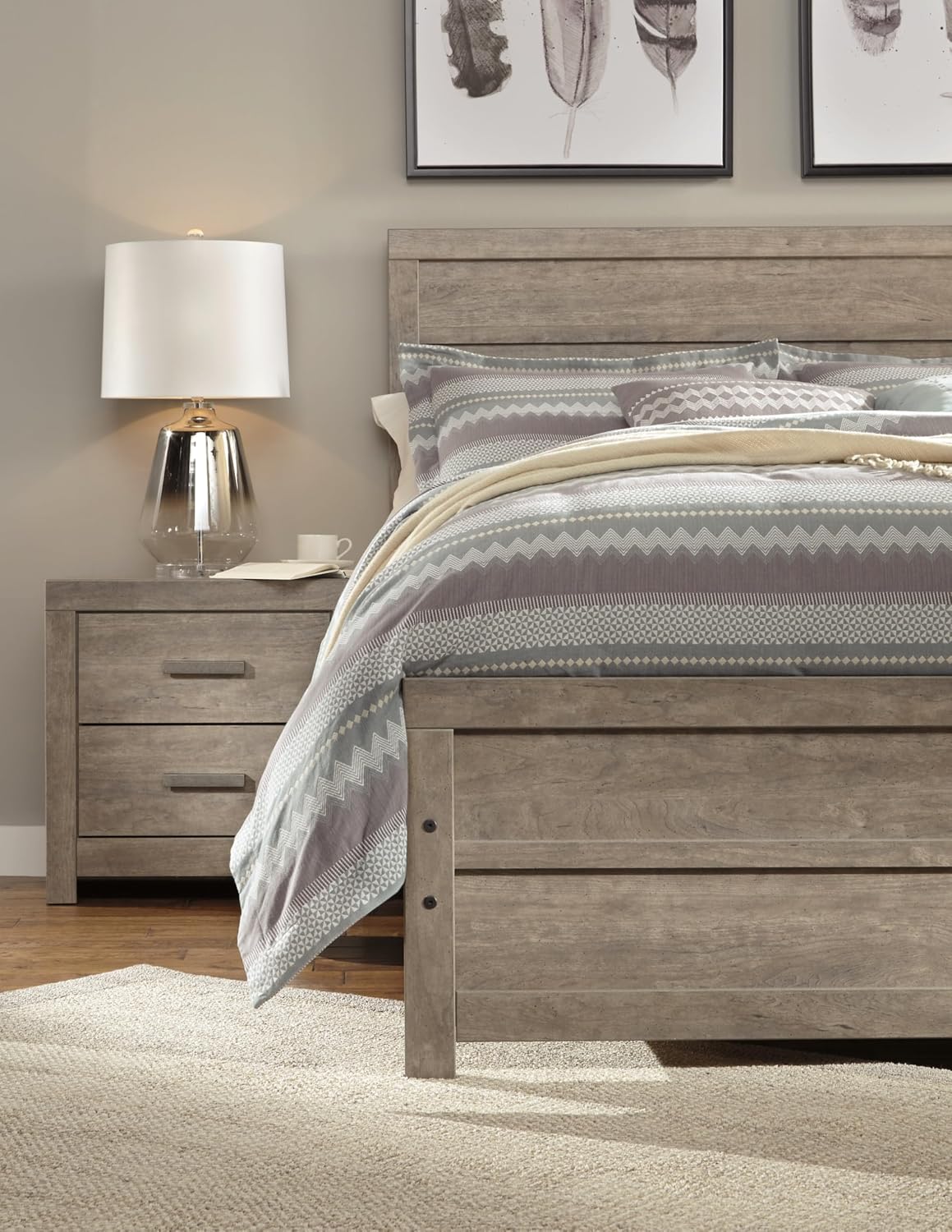 Signature Design by Ashley Culverbach Farmhouse Queen Panel Bed, Foundation or Box Spring Needed, Gray