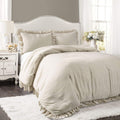 Lush Decor Reyna Ruffle Comforter Set - 3 Piece Cozy Ruffled Bedding Set - Timeless Elegance and Comfort for Bedroom - California King, Wheat