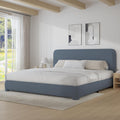 BarnFurin Boucle Upholstered Bed Frame King Size/Cloud Bed Frame/Soft Rounded Corners Headboard/Low Profile/No Box Spring Needed/Non-Slip and Noise-Free/Blue