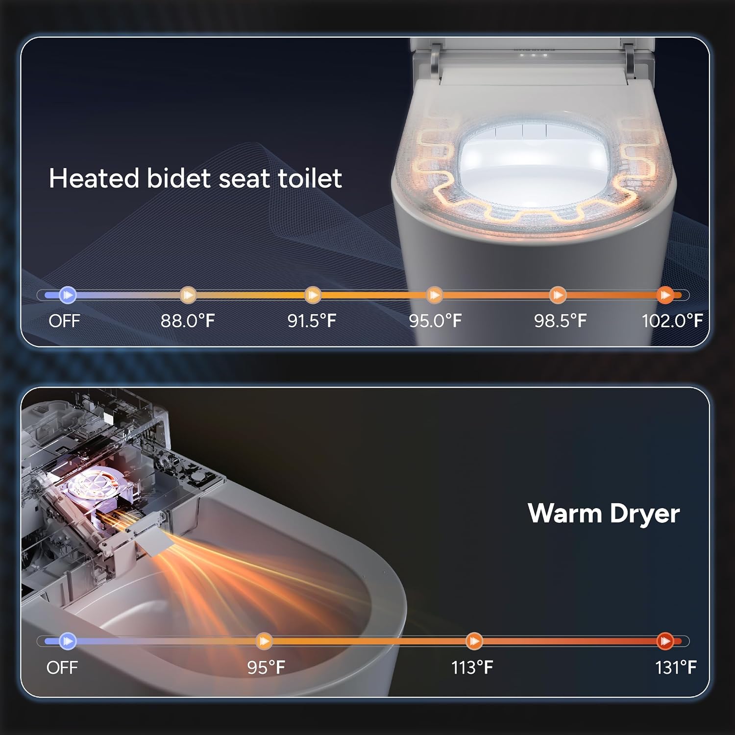 Casta Diva Smart Toilet, Wider Bidet with Heated Seat, Auto Open/Close, Warm Water, Foot Sensor Auto Flushing, Modern Japanese Toilet for Bathroom with Remote Control 1.28GPF(CD-K010)