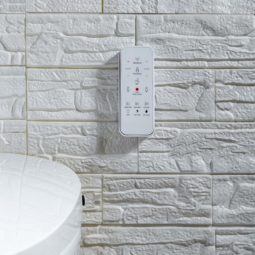 WOODBRIDGE B0970S One Piece Elongated Smart Tankless Bidet Toilet, ADA Height, Auto Flush, Foot Sensor Operation, Heated Seat with Integrated Multi Function Remote Control in White