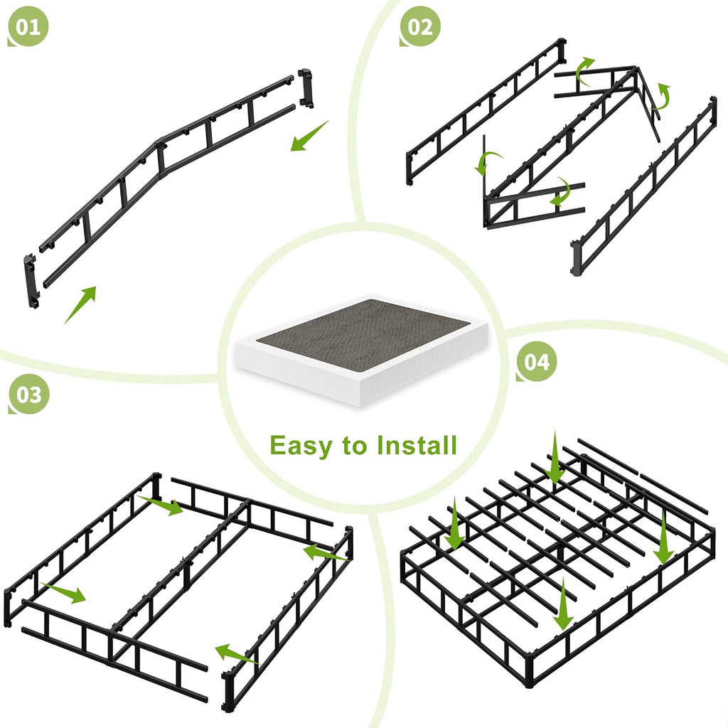 Seiugaga King Box Spring 10 Inch - Heavy Duty Box Spring Mattress Foundation Metal Bed Base with Fabric Cover, Noise Free Easy Assembly Non Slip/Non-Slip/Easy Assembly