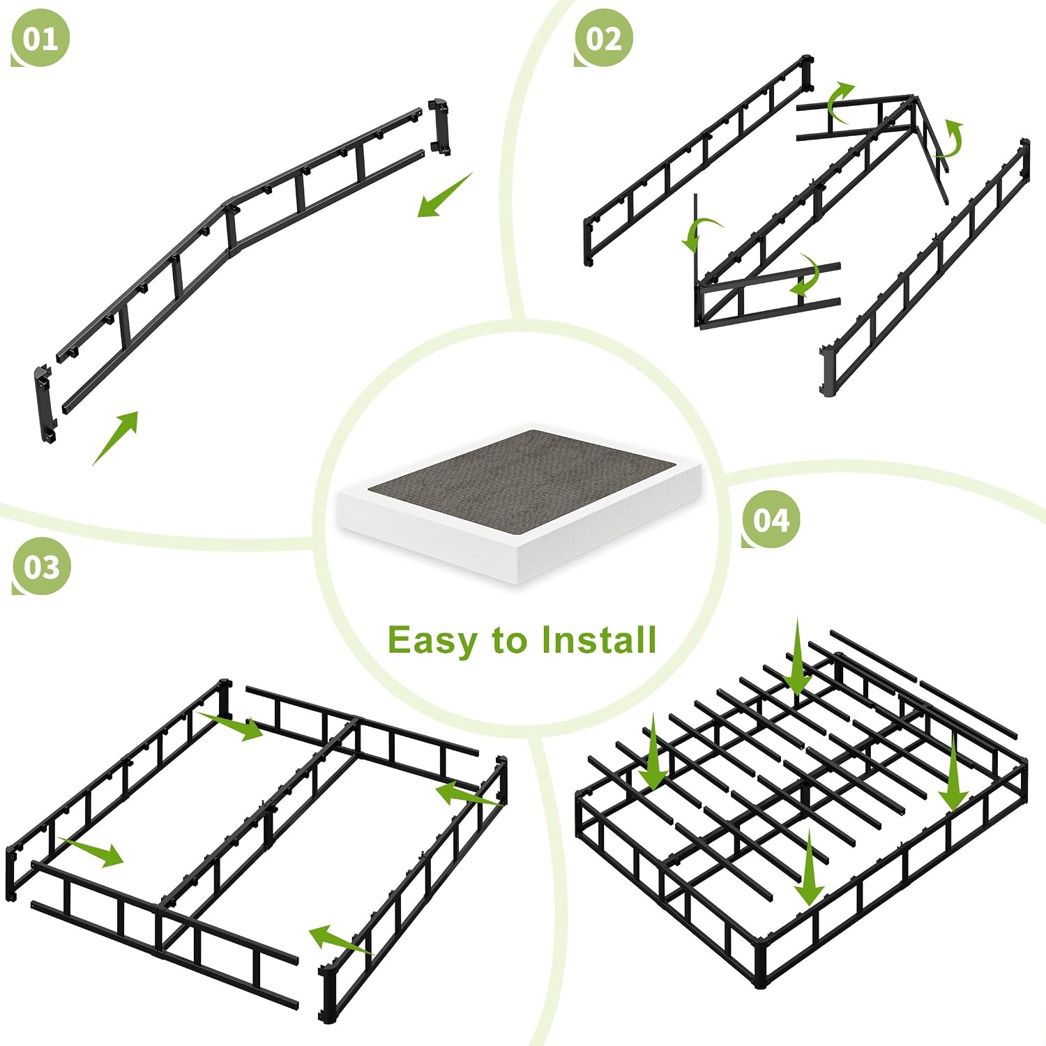 Seiugaga King Box Spring 10 Inch - Heavy Duty Box Spring Mattress Foundation Metal Bed Base with Fabric Cover, Noise Free Easy Assembly Non Slip/Non-Slip/Easy Assembly