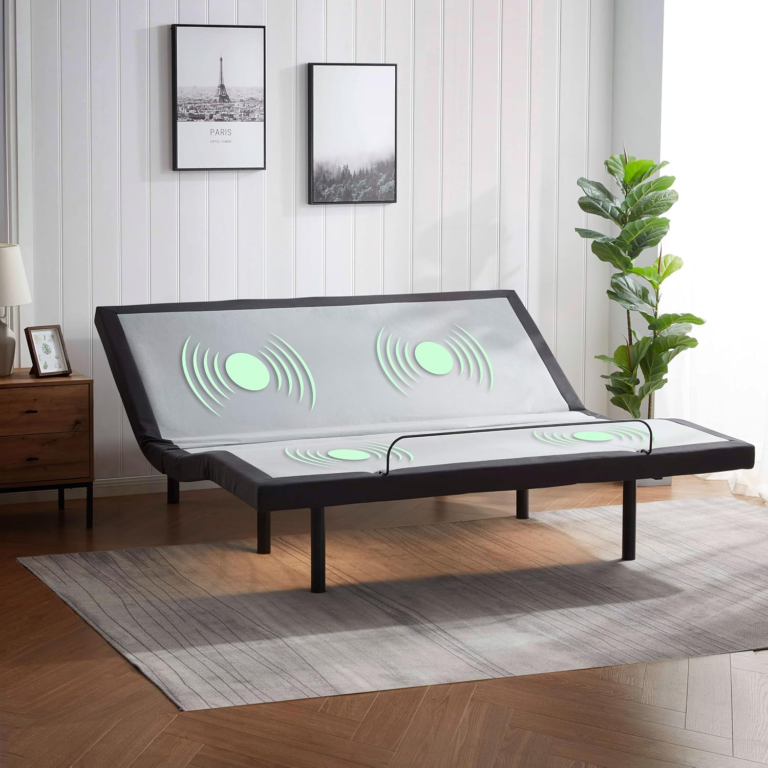 Nestl Adjustable Bed Frame - 2nd Generation - Adjustable Massage Cal King Bed Frame with Wireless Remote, Head & Foot Massage, Zero Gravity Fast & Easy Assembly, USB Ports, Under Bed LED Lighting