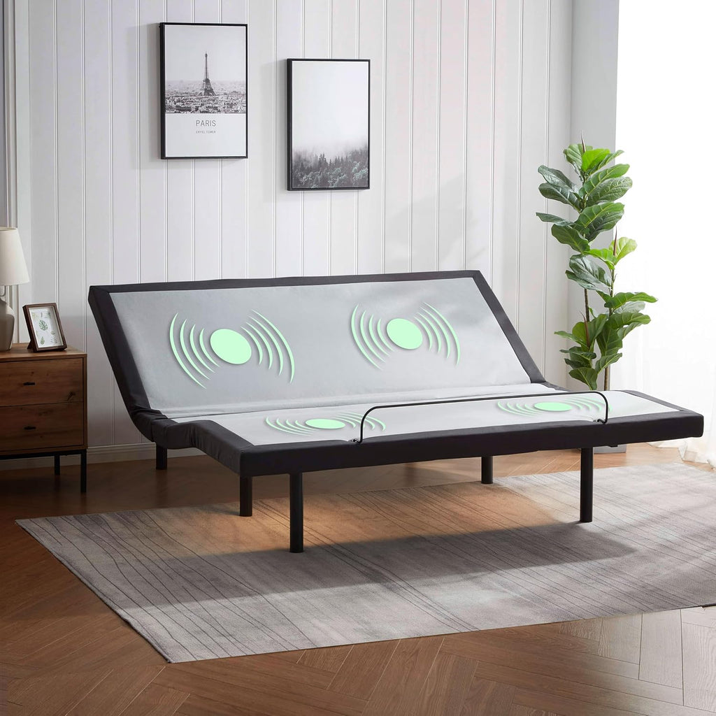 Nestl Adjustable Bed Frame - 2nd Generation - Adjustable Massage King Size Bed Frame with Wireless Remote, Head & Foot Massage, Zero Gravity Fast & Easy Assembly, USB Ports, Under Bed LED Lighting
