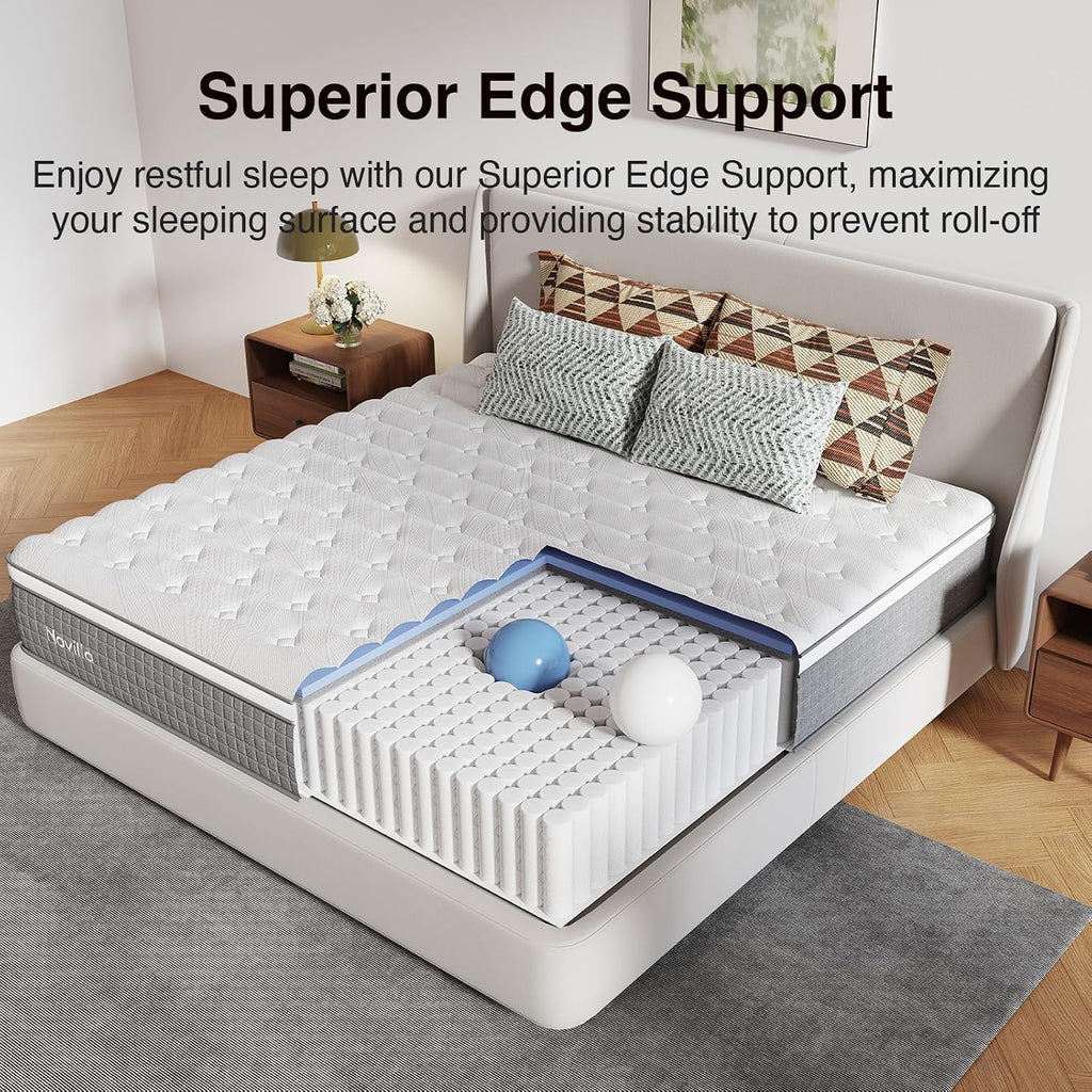 Novilla 12 Inch Twin Hybrid Mattress,Twin Size Mattress for Kids with Pocketed Coils, Gel-Infused Memory Foam & Cool-Touch Nylon Cover for Balanced Support & Spinal Alignment CertiPUR-US Certified