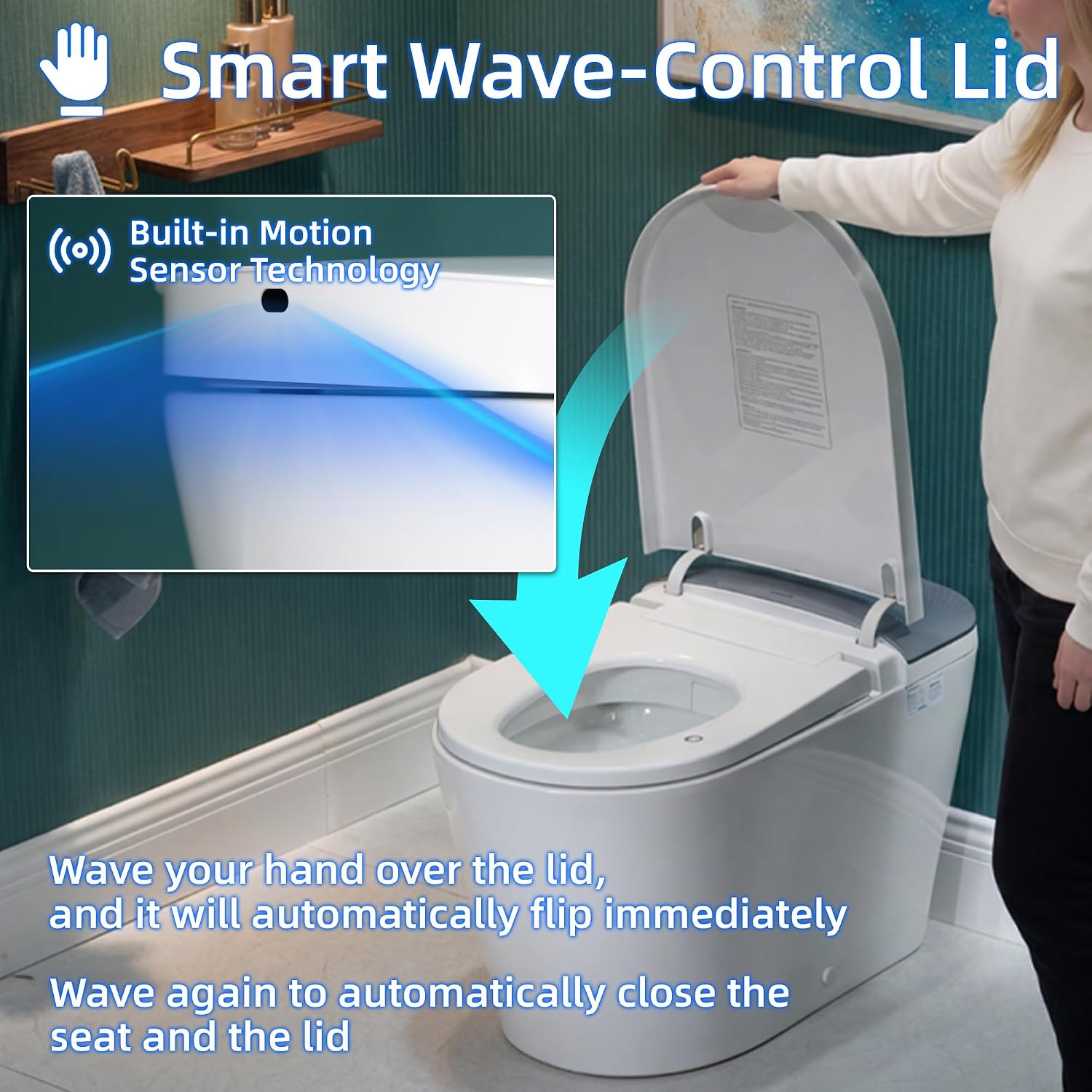WOODBRIDGE Smart Toilet with 1000g MaP Flush Score, Foam Shield, Blackout Flush, Warm Drying, Wave Sensor Auto Open&Close, Wireless Remote, Smart Deodorization, MET061