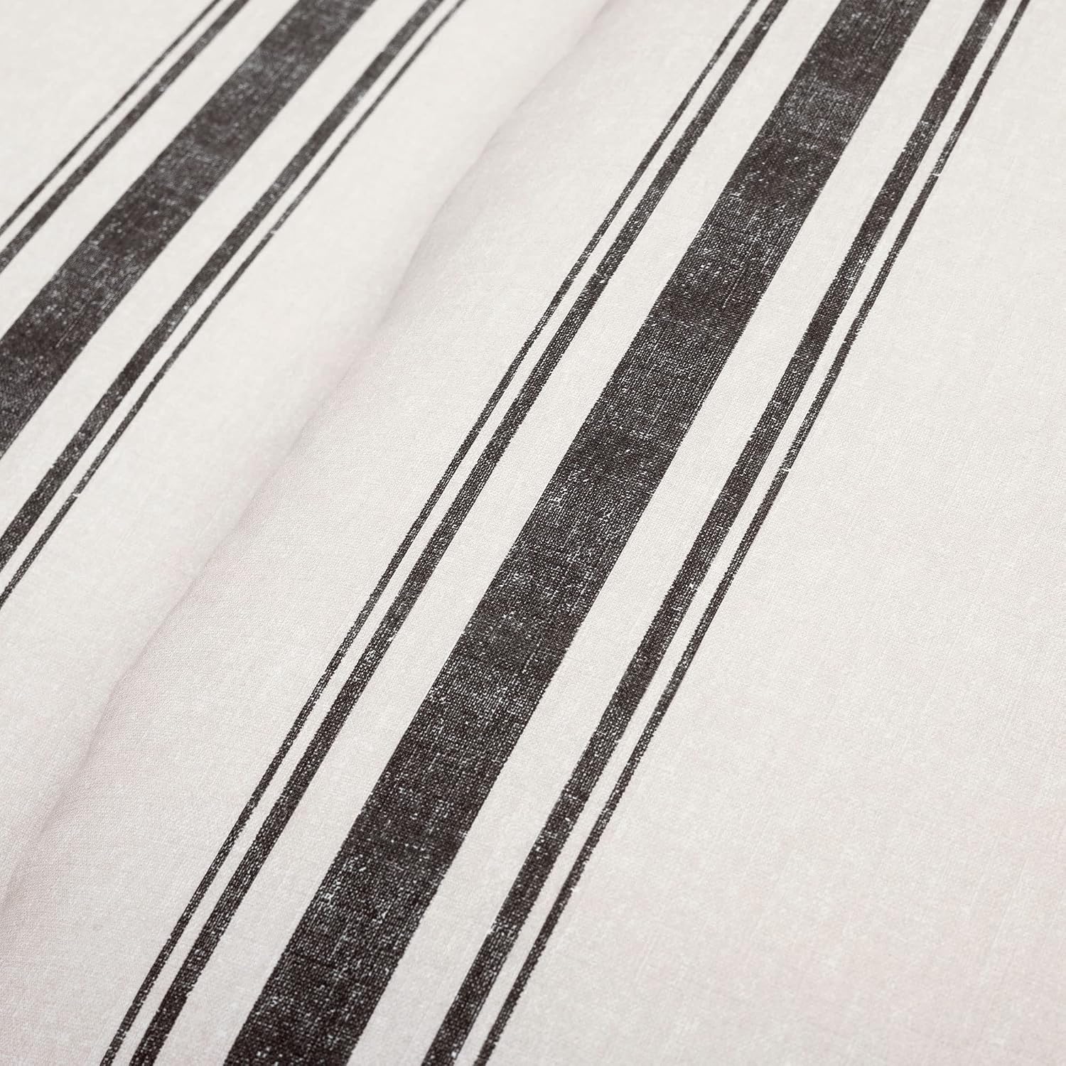 Lush Decor Farmhouse Stripe Reversible Cotton Comforter Set, 3 Piece Set, California King, Black - Cozy Farmhouse Bedding Set - Rustic Decor - Striped Comforter - Modern Farmhouse Bedroom Decor