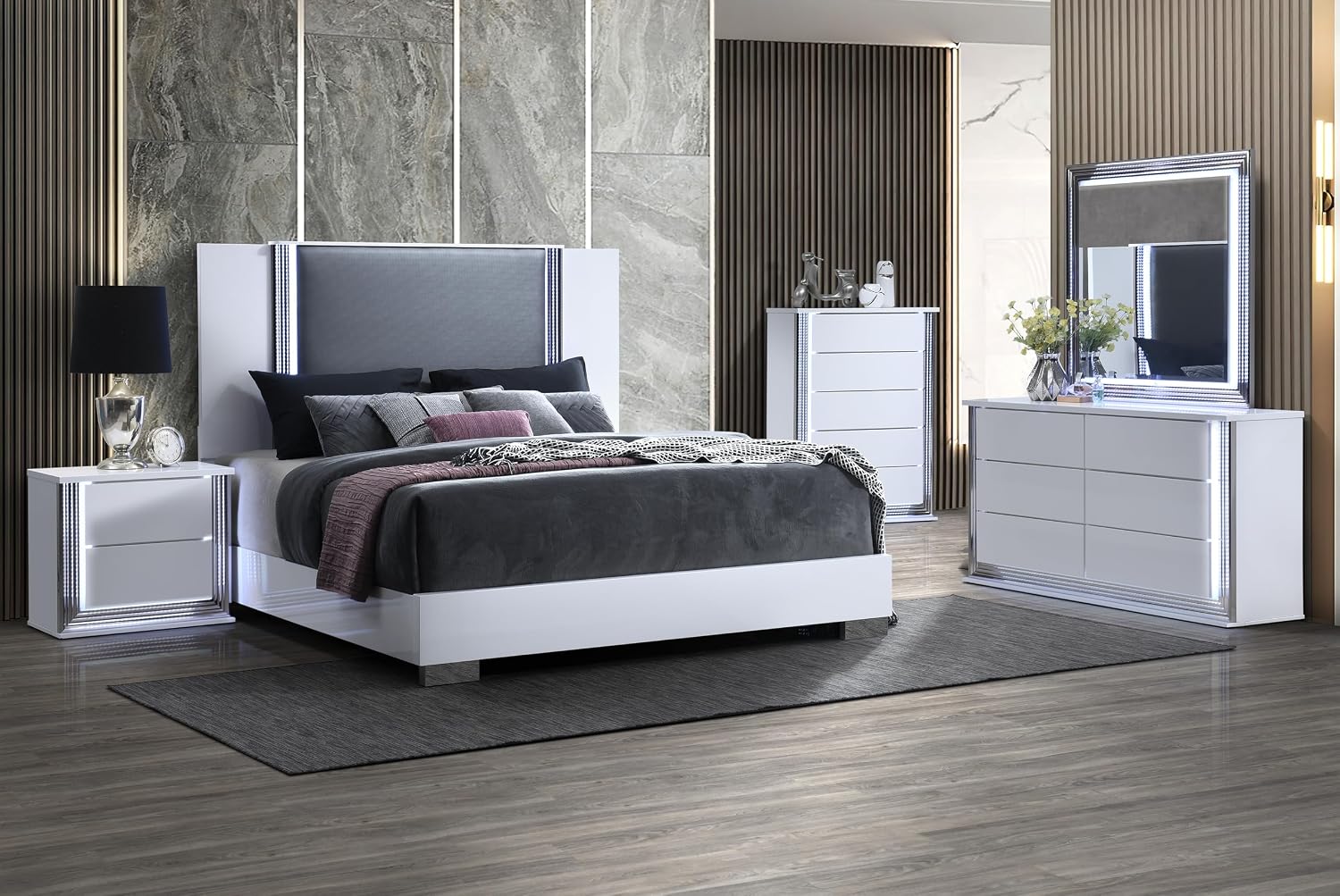 Smooth White King 5PC Bedroom Set