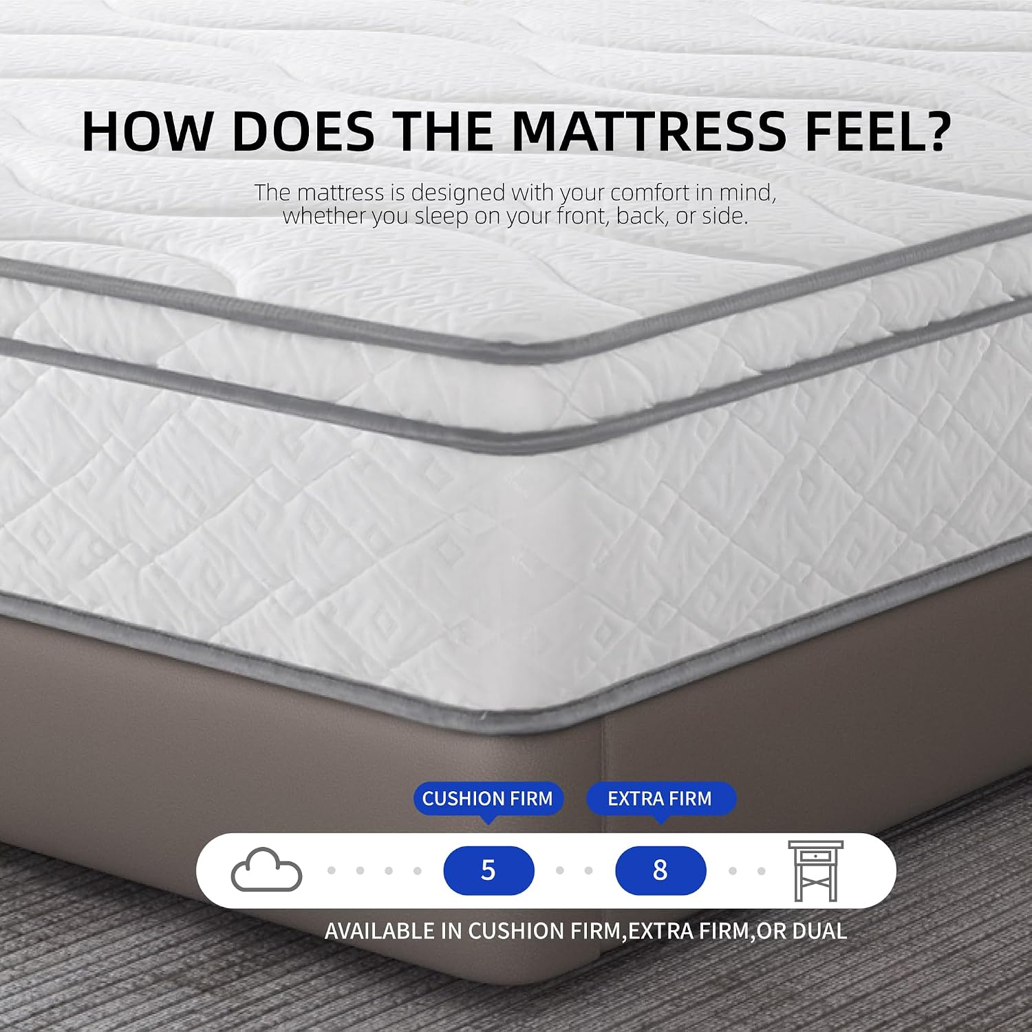Softa Full Solid Wood Bed Frame with 10' Hybrid Mattress, 1100 Lbs Heavy Duty Rubberwood Platform Bed, 15-Min Tool-Free Assembly, Quiet Stable Support, Japanese Design, No Box Spring Needed