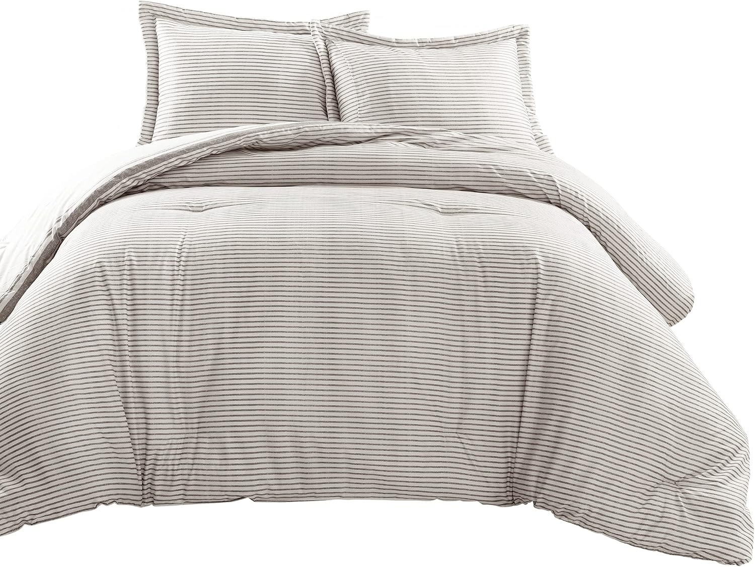 Lush Decor Farmhouse King Size Comforter Set, Reversible Cotton, 3 Piece Set, California King, Gray - Cozy Bedding - Rustic Decor - Modern Farmhouse Bedroom Decor