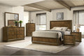 Furniture of America Extan Modern Solid Wood 6-Piece Bedroom Set with Beveled Corner, Metal Center Glide, Zinc Iron Bronze Knobs, Box Spring Needed, Queen, Walnut