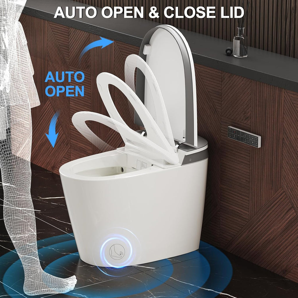 Hawkrown Smart Toilet with Built-in Tank and Pump-assisted Flushing, Foot Sensor Operation, Heated Seat, Dryer, Multiple Cleaning Modes, Digital Display (ST-PRO)