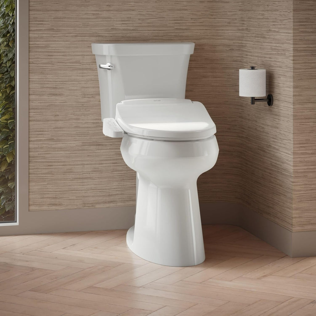 Kohler PureWash E580 Elongated Bidet Toilet Seat, White, Quiet-Close Lid Prevents Slamming, Self-Cleaning Wand, Adjustable Water Pressure with Multiple Cleansing Options