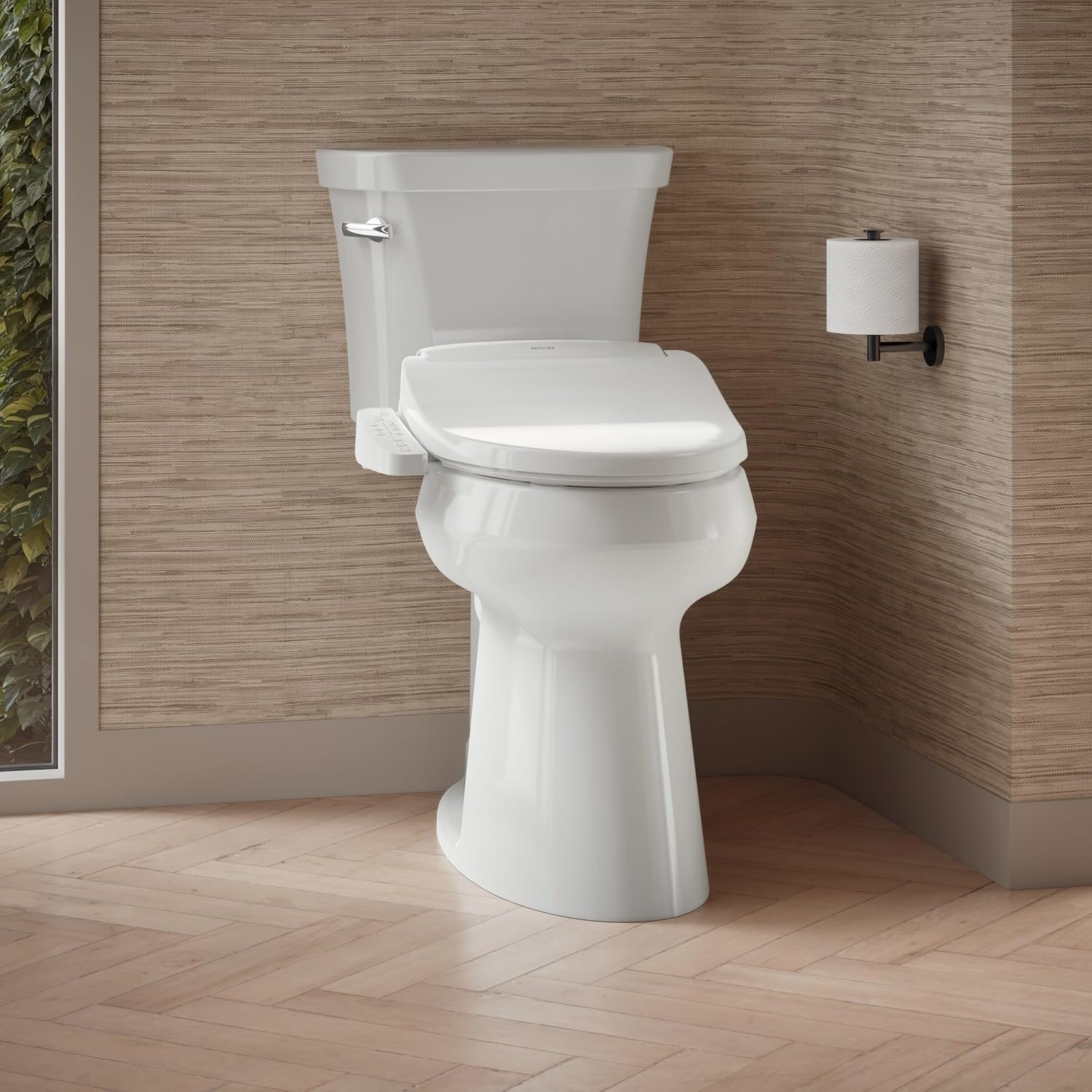Kohler PureWash E580 Elongated Bidet Toilet Seat, White, Quiet-Close Lid Prevents Slamming, Self-Cleaning Wand, Adjustable Water Pressure with Multiple Cleansing Options
