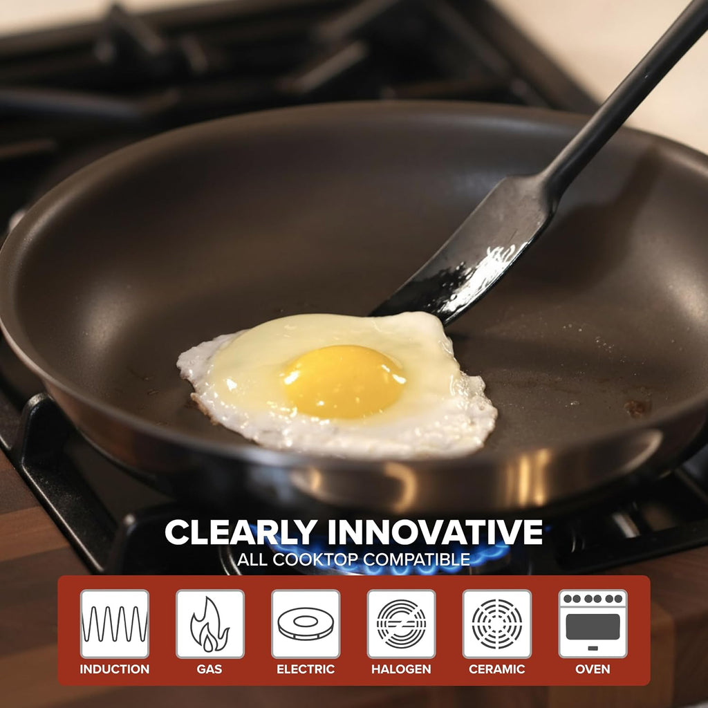 Viking PureGlide Pro 3-Ply Nonstick Frying Pan, Made without PFAS, 8-Inch Induction Cookware, Metal Utensil Safe Titanium Nonstick Surface, Oven Safe to 600F