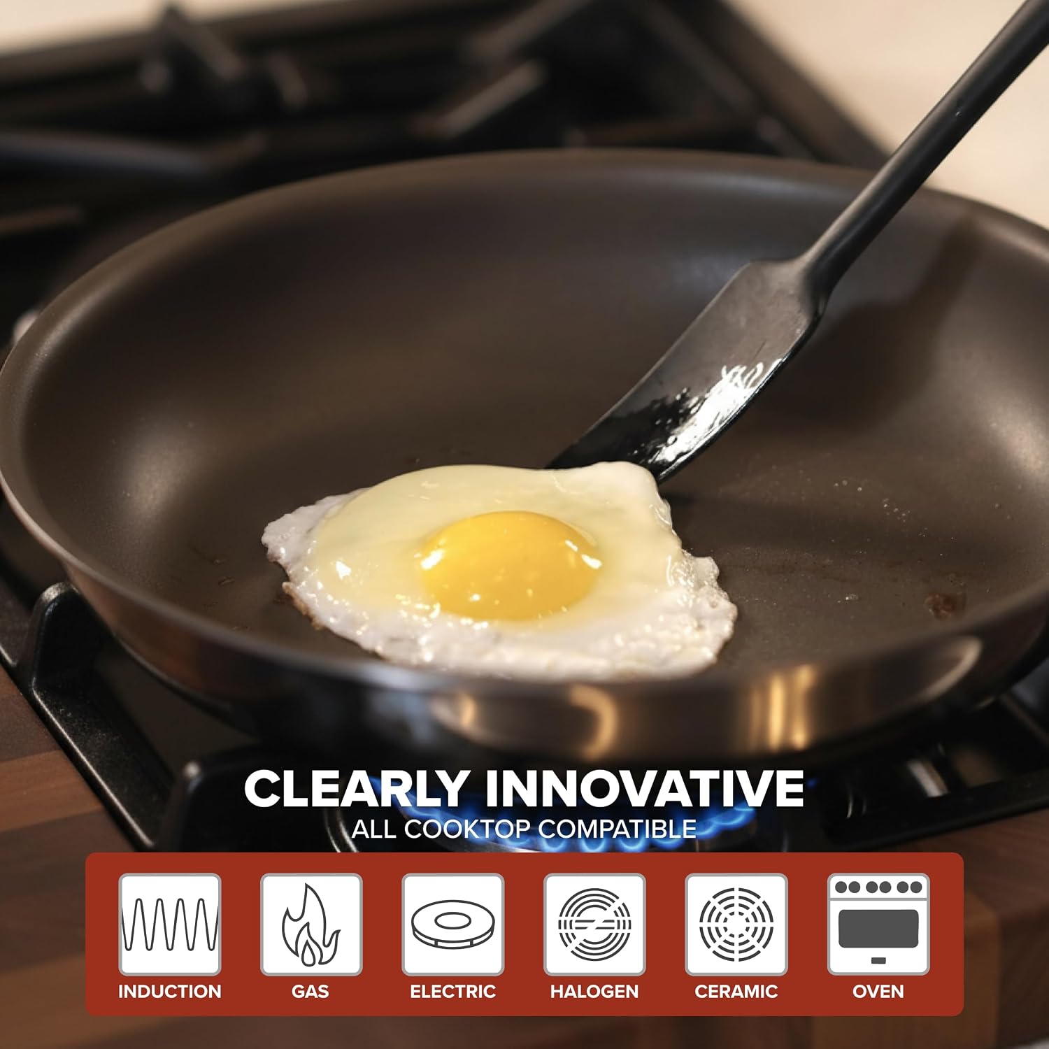 Viking PureGlide Pro 3-Ply Nonstick Frying Pan, Made without PFAS, 8-Inch Induction Cookware, Metal Utensil Safe Titanium Nonstick Surface, Oven Safe to 600F