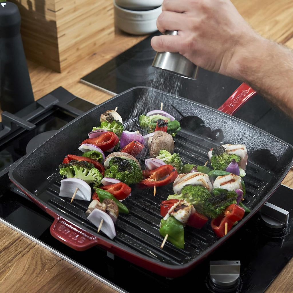 STAUB Cast Iron 12-inch Square Grill Pan - Cherry