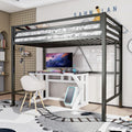 ikalido Metal Loft Bed Twin Size with Safety Guardrail and Ladder, No Box Spring Needed Space Saving Bedroom Furniture, Matte Black