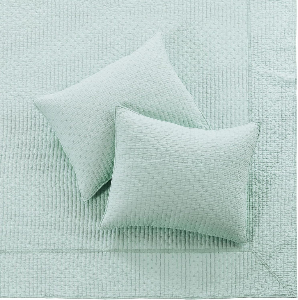 Levtex Home Cross Stitch Bedspread Set - Blue, King Bedspread and 2 Shams - Cotton