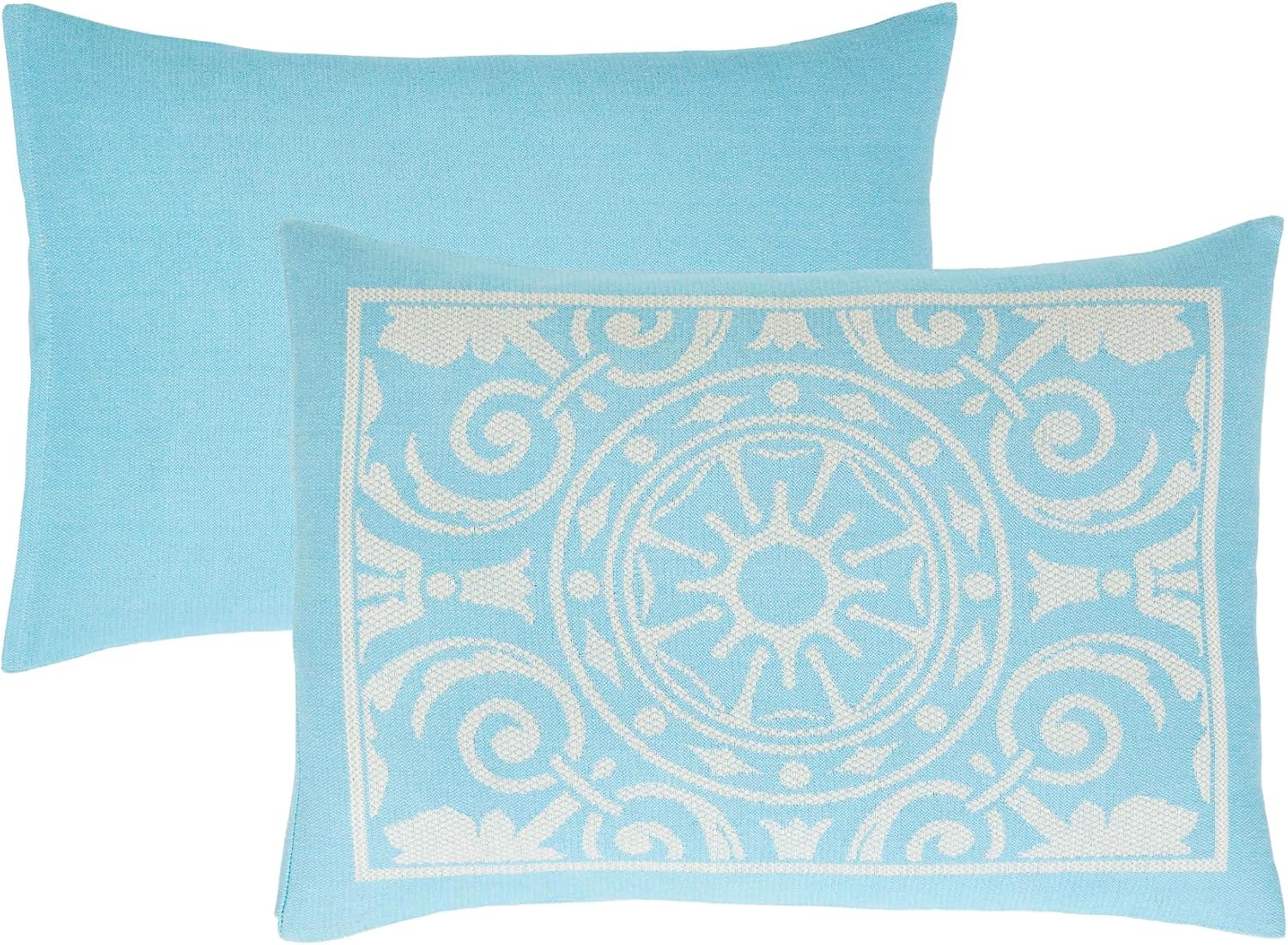 Superior Cotton Blend 3-Piece Bedspread Set, Tailored Bedspread Drape, 2 Matching Pillow Shams, Lightweight Blanket, Jacquard Traditional Medallion Bedding Decor, Adalie Collection, King, Aqua