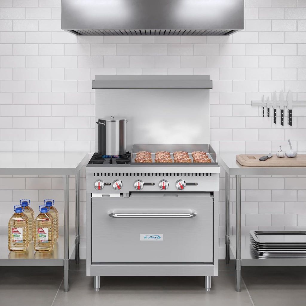 KoolMore 36 in. 2 Burner Commercial Liquid Propane Range with 24 in. Griddle (KM-CRG36-LP)