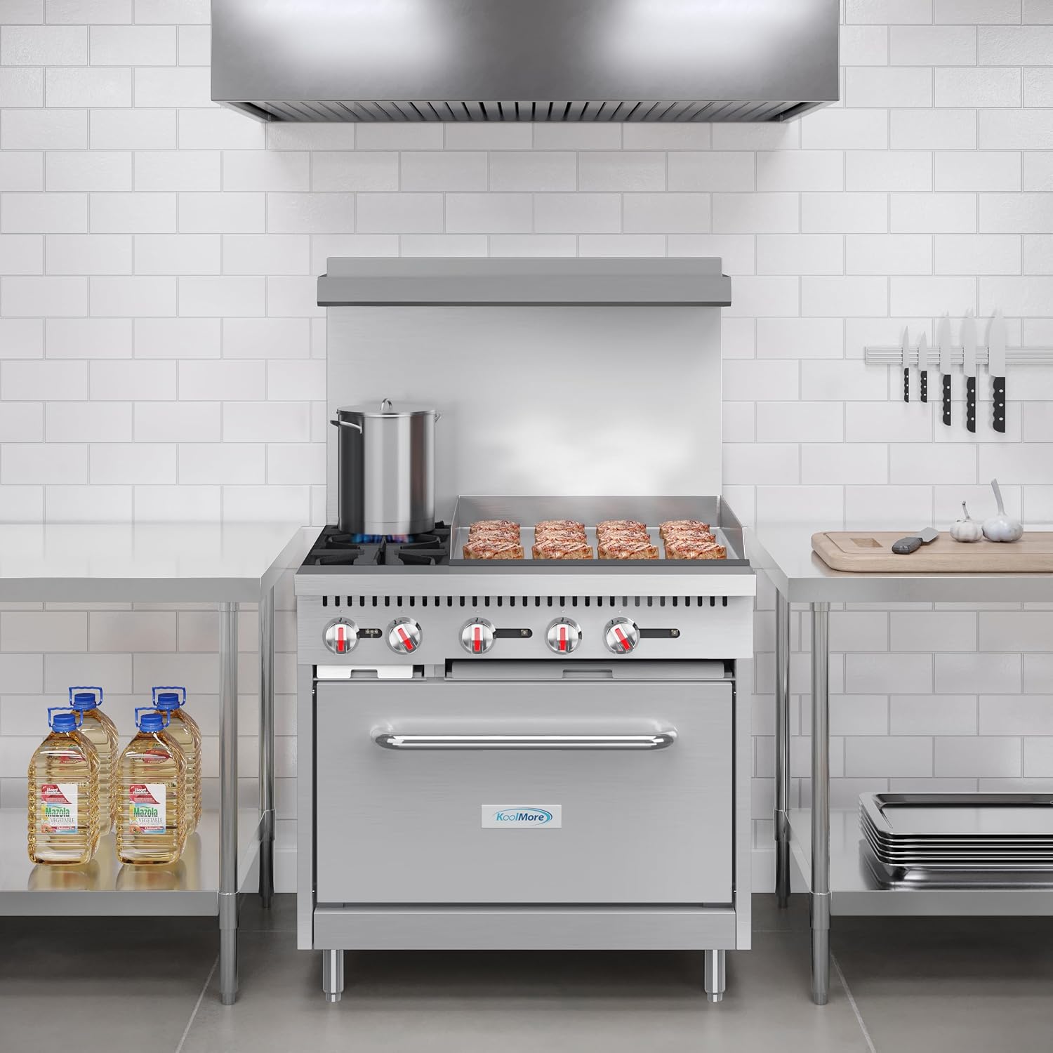 KoolMore 36 in. 2 Burner Commercial Liquid Propane Range with 24 in. Griddle (KM-CRG36-LP)