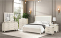 Furniture of America Bailer Modern Solid Wood 6-Piece Bedroom Set with LED on Headboard, Stainless Steal Posts and Marble Top on Nightstand, Box Spring Needed, Queen, Weathered Gray
