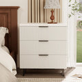 Royal Windsor Large Night Stand Fluted Nightstand with 3 Drawers, Side End Table with Storage, Modern Oversized Nightstands Bedside Table for Bedroom, White