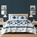 Secgo Handmade Quilted 100% Cotton King Comforter Set for Bed - 100% Cotton Quilts King Size, Black Bedspreads (96 * 108 Inch) with 2 Pillow Shams, Patchwork Reversible Lightweight Bedding
