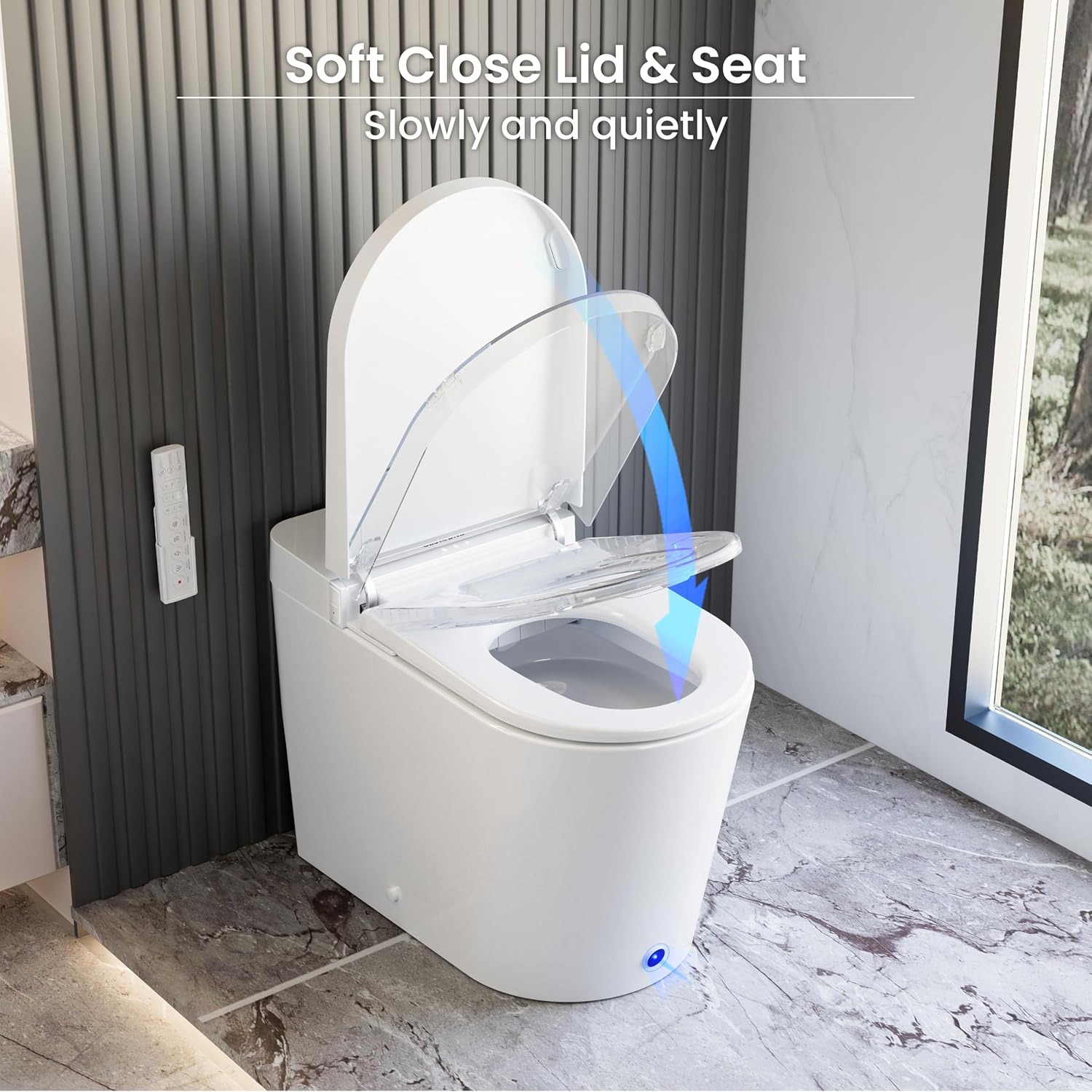 Casta Diva Smart Toilet with Bidet Built in, Bidet Toilet with Wider Heated Seat, Warm Water & Dryer, Foot Sensor Auto Flushing, Night Light, Remote Control 1.28GPF(CD-K020)