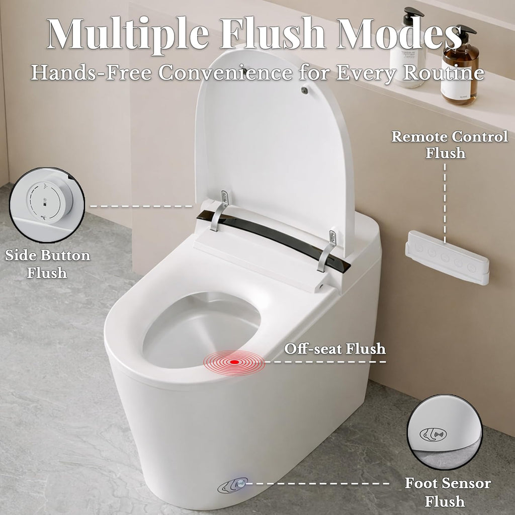 EchosLife Smart Toilet with Bidet Built In, One Piece Elongated Toilet with Tank, Pump-Assisted Flush, Heated Seat, Warm Water Wash & Air Dryer, Foot Sensor Flush, LED Display