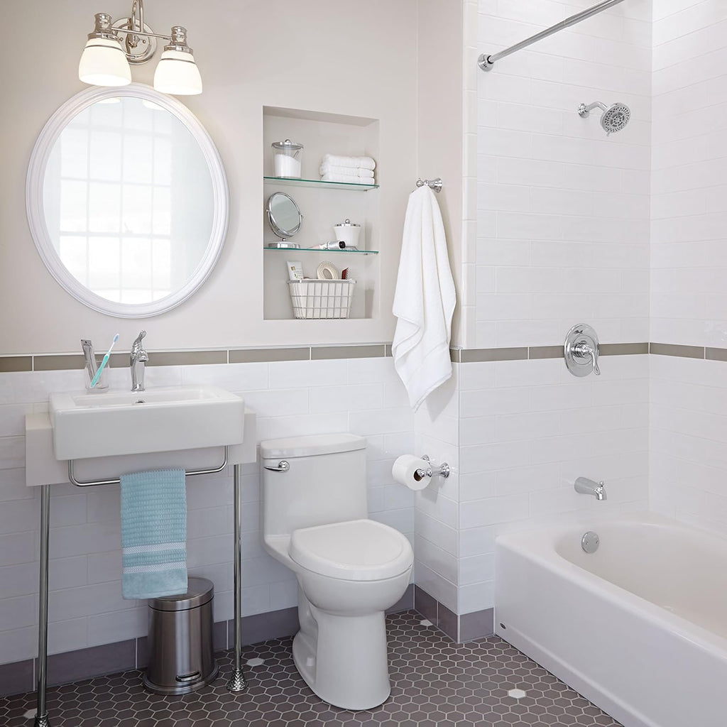 American Standard 612AA001.020 Compact Cadet 3, One-Piece Toilet with Slow-Close Seat and Wax Ring, Elongated Front, Left-Hand Flush, One Piece Toilets, White, 1.28 gpf