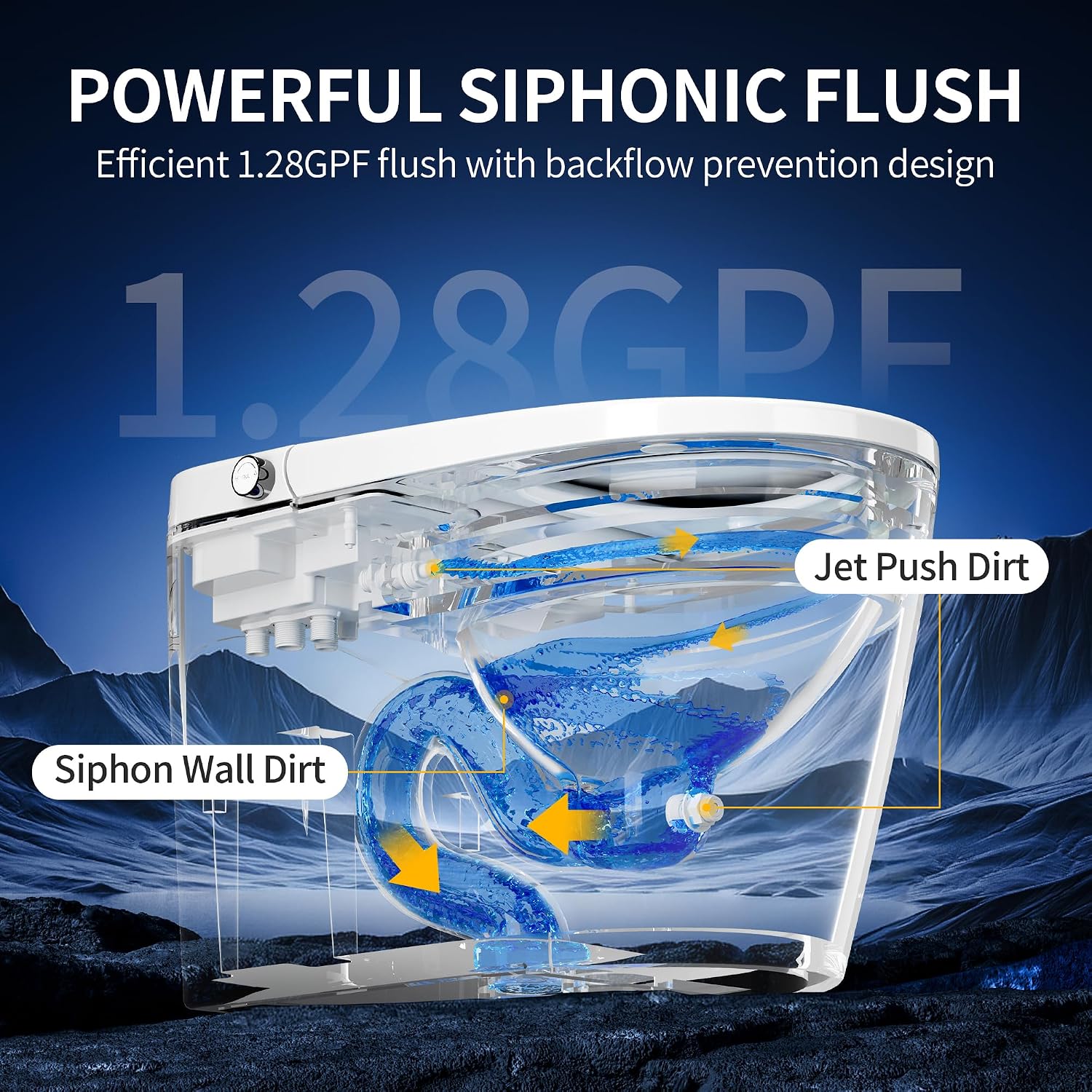 DeerValley Luxury Smart Toilet with Bidet Built in Bubble Wash, Auto Open/Close Lid Water Filter Instant Heated Seat Dryer, Soft-Close Modern Japanese One-Piece Toilet with Night Light for Bathrooms