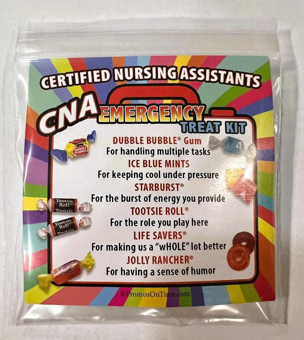 CNA (Nursing Assistants) Emergency Treat Packs (pack of 50) Fun Candy Survival Kit Gift for Certified Nurse Assistants & Staff Appreciation Week