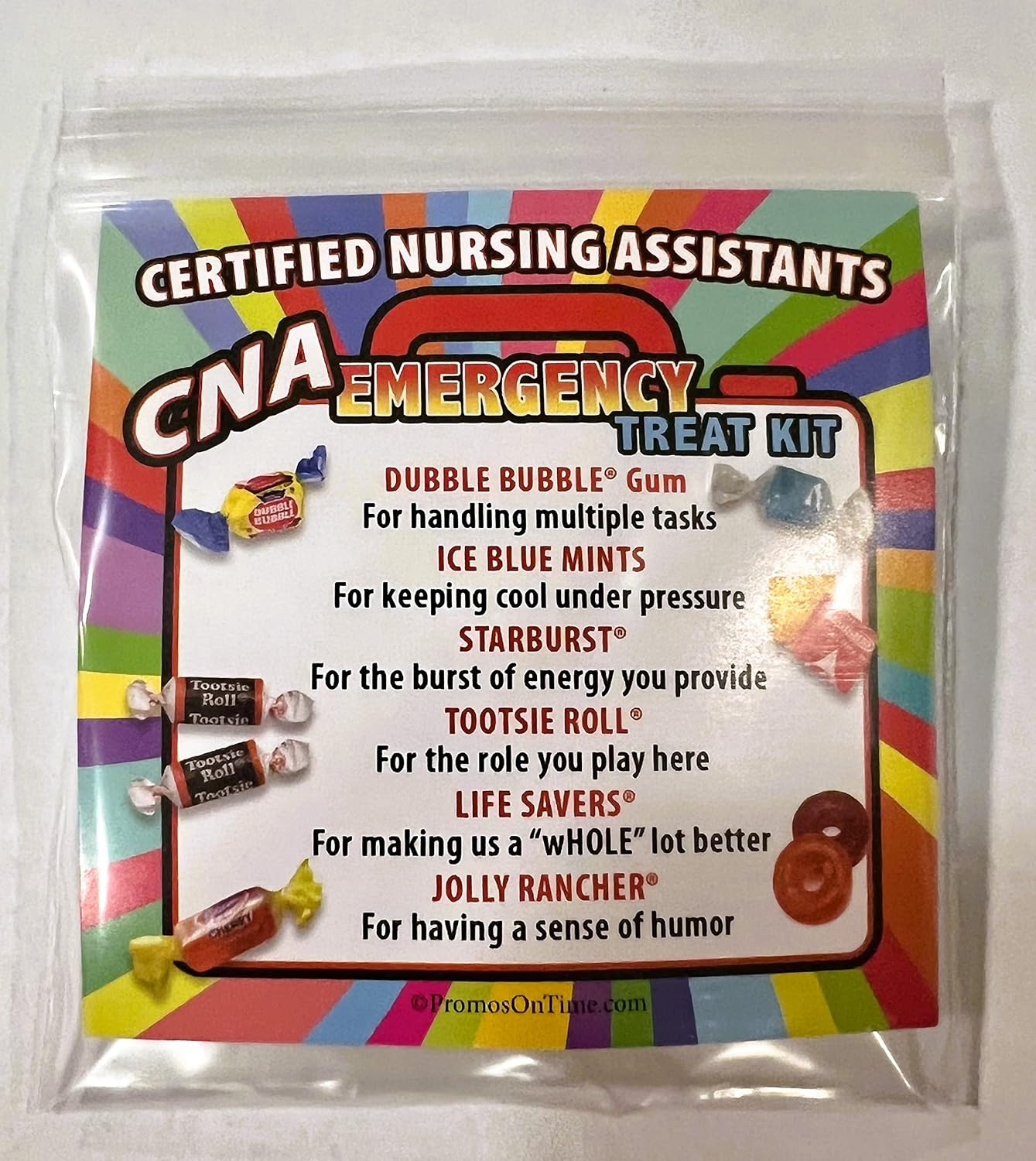 CNA (Nursing Assistants) Emergency Treat Packs (pack of 50) Fun Candy Survival Kit Gift for Certified Nurse Assistants & Staff Appreciation Week