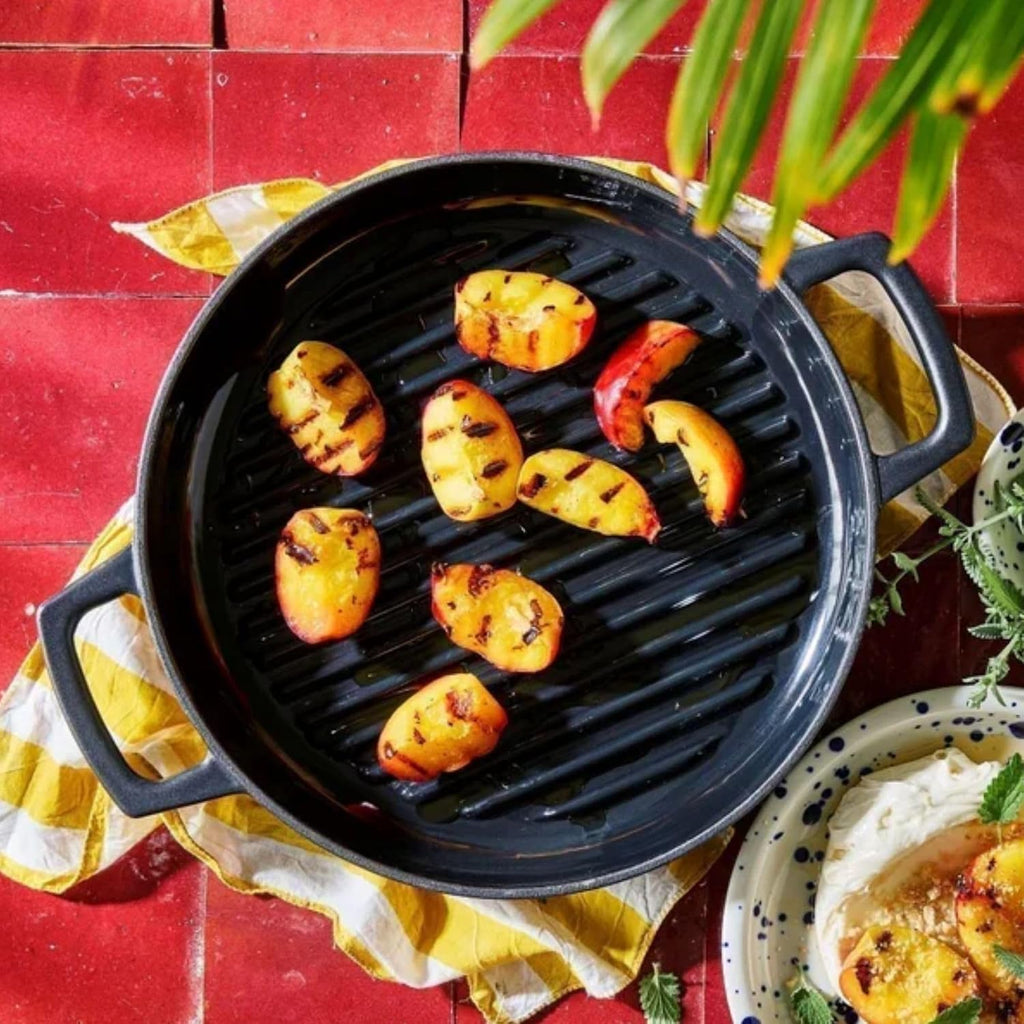 Alva Nori 11″ Enameled Cast Iron Grill Pan | PFAS-Free 3-Layer Enamel | Oven & Induction Safe | No Seasoning Needed | Raised Grill Ridges for Searing & Fat Drainage