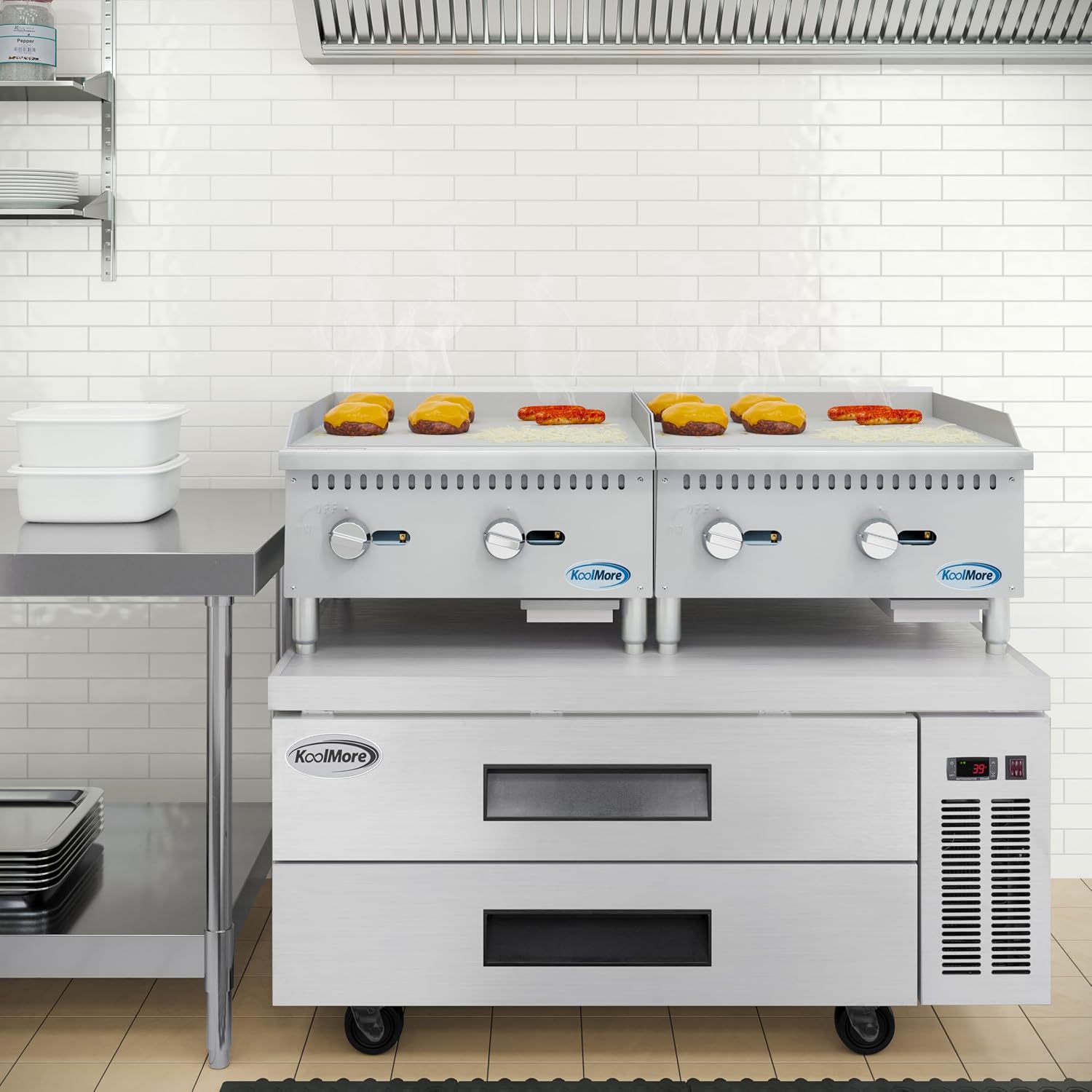 KoolMore 24 in. Natural Gas 2-Burner Griddle with 60,000 BTU in Stainless-Steel, ETL Listed (KM-GG2-24M)