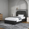 BarnFurin Twin Size Bed Frame, Boucle Upholstered Platform Bed Frame with Headboard, Soft Rounded Corners, No Box Spring Required, Non-Slip and Noise-Free, Easy Assembly, Black