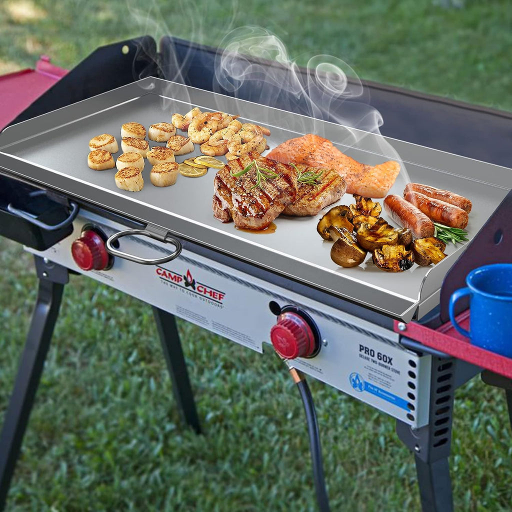 Stanbroil Cast Stainless Steel Replacement Cooking Griddle with Handle for Camp Chef SG60, Fits Camp Chef 14' 2 Burner Stove Cooking System and Other Similar Grills