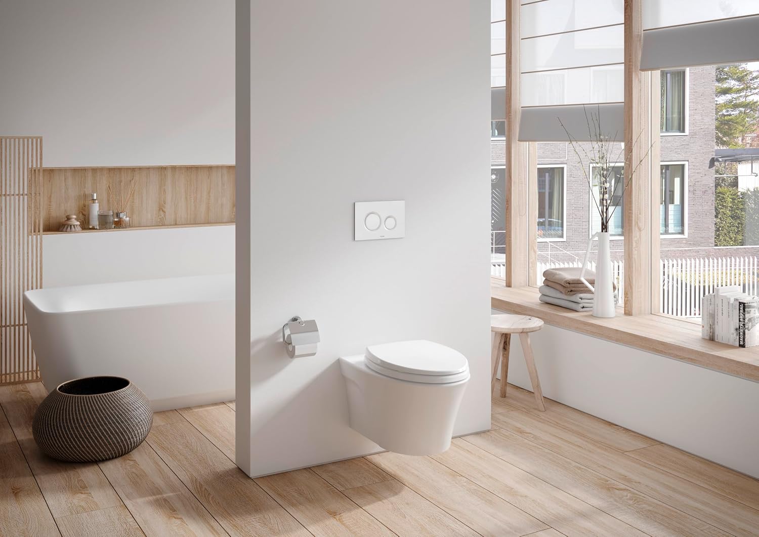 TOTO AP Wall-Hung Elongated Toilet and DuoFit In-Wall 0.9 and 1.28 GPF Tank System with Copper Supply Line, White - CWT426CMFG#WH