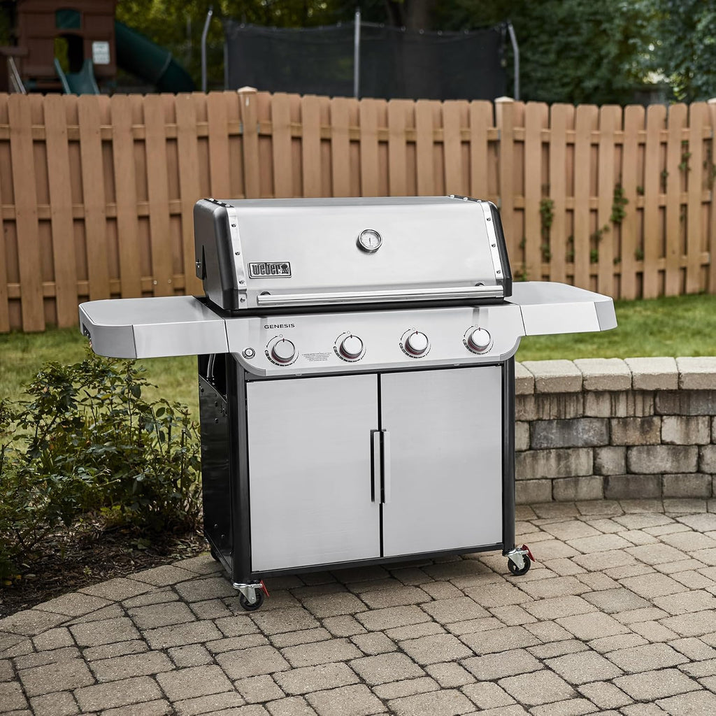 Weber Genesis S-415 Natural Gas Grill for Outdoor Cooking, Stainless Steel, 4 Burners – Stainless Steel Cooking Grates & PureBlu Burners