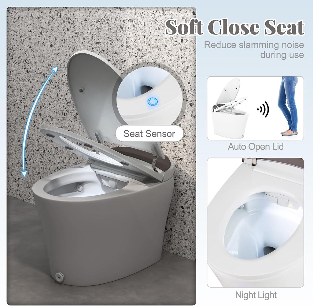 Giantex Smart Toilet, Elongated Bidet Toilet with Adjustable Heat, Dryer, Night Light, Auto Open/Close, Foot Sensor, 1.16 GPF Automatic/Blackout Flush, Remote/Side Knob, 1000 Gram MaP Flushing Score